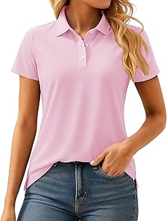 Women's Polo Shirts Cotton Short Sleeve V-Neck Collared Tops Golf Shirt Work Casual Summer Tee