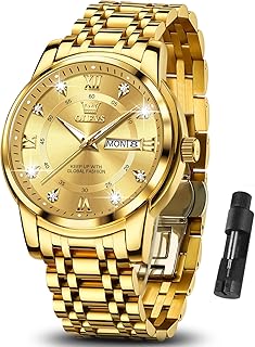 Classic Men Watches with Date,Stainless Steel Man Watch with Date, Bussiness Watches for Men,Luminous Quartz Mens Watches Black/White/Blue/Gold, Waterproof Male Watch with Week