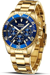 Mens Watches Chronograph Stainless Steel Waterproof Date Analog Quartz Watch Business Wrist Watches for Men