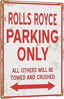 CAIRUO Rolls Royce Parking ONLY Vintage Look 8x12 Inches Metal Tin Sign Retro - Wall Decor Plaque Poster