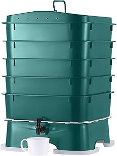 The Original Vermihut ® Plus 5 – Tray Worm Composter -Dark Green,Sustainable Design for Both Indoor & Outdoor, Worm Compost Bin for Vermicomposting Starter, Recycling Food Wastes