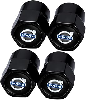 4Pcs Car Tire Valve Stem Caps, Tires Air Caps Cover Corrosion Resistant Tire Valve Cap Accessory for Volvo s60 s90 xc60 xc40 xc90 v60 v90 Series All Models Wheel Cap WOVO_Black
