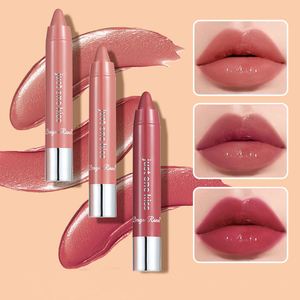 Dragon Ranee Lipstick Easy-to-Color Lipstick Color Development Moisturizing Lip Gloss Easy-to-Color Lip Gloss Rotating Gloss Lipstick Pencil Lip Gloss Lipstick European American Style Nude Brown Red P